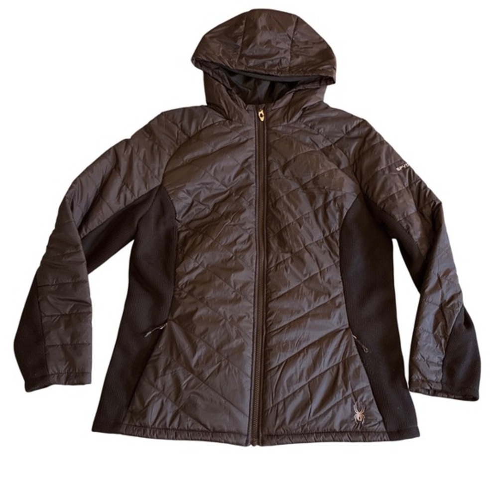 Women's Spyder Puffer Jacket XL black minimalist packable utility outdoor sports